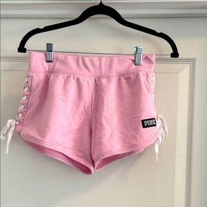 PINK Victoria's Secret Light Pink Lace-Up Athletic Shorts